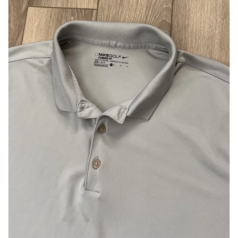 Nike Golf Standard Fit Performance Dri Fit Polo Shirt Mens Sz L Gray Lightweight